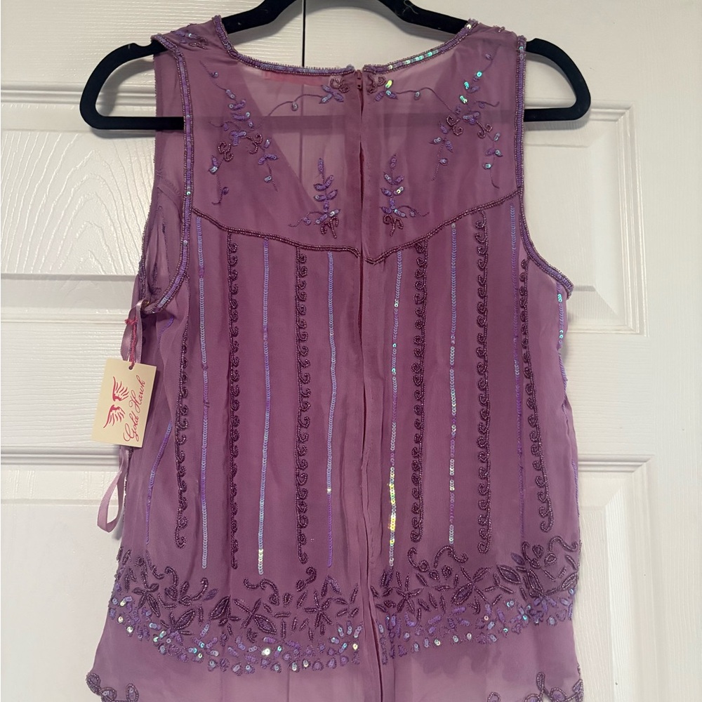 Chic Lavender Embroidered Blouse - Picture 5 of 7